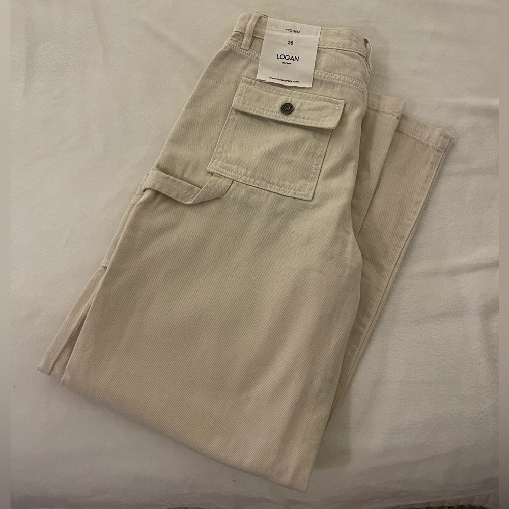 Hidden Logan Wide Leg Jeans - Cream NWT - Picture 6 of 7